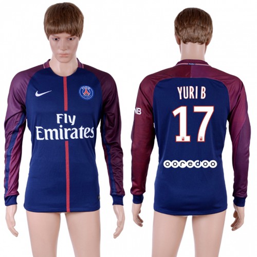 Paris Saint-Germain #17 Yuri B Home Long Sleeves Soccer Club Jersey - Click Image to Close